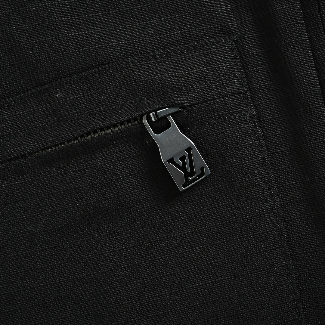 LOUIS VUITTON Black Epi Texture Zip Jacket