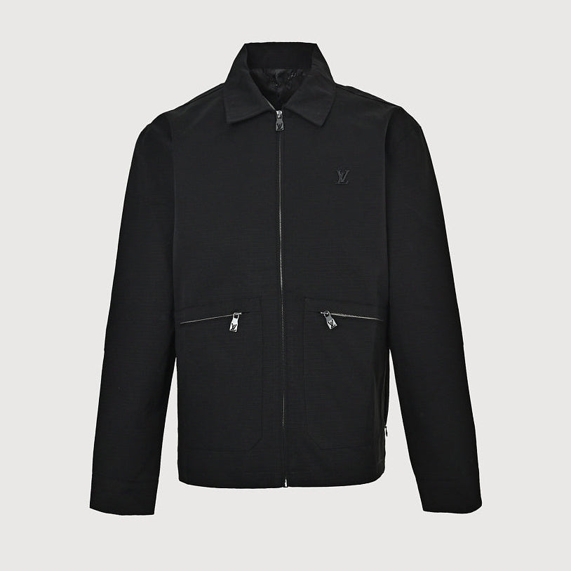 LOUIS VUITTON Black Epi Texture Zip Jacket