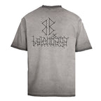 BALENCIAGA Washed Mud-Dyed Geometric Double-B Distressed Short-Sleeve T-Shirt