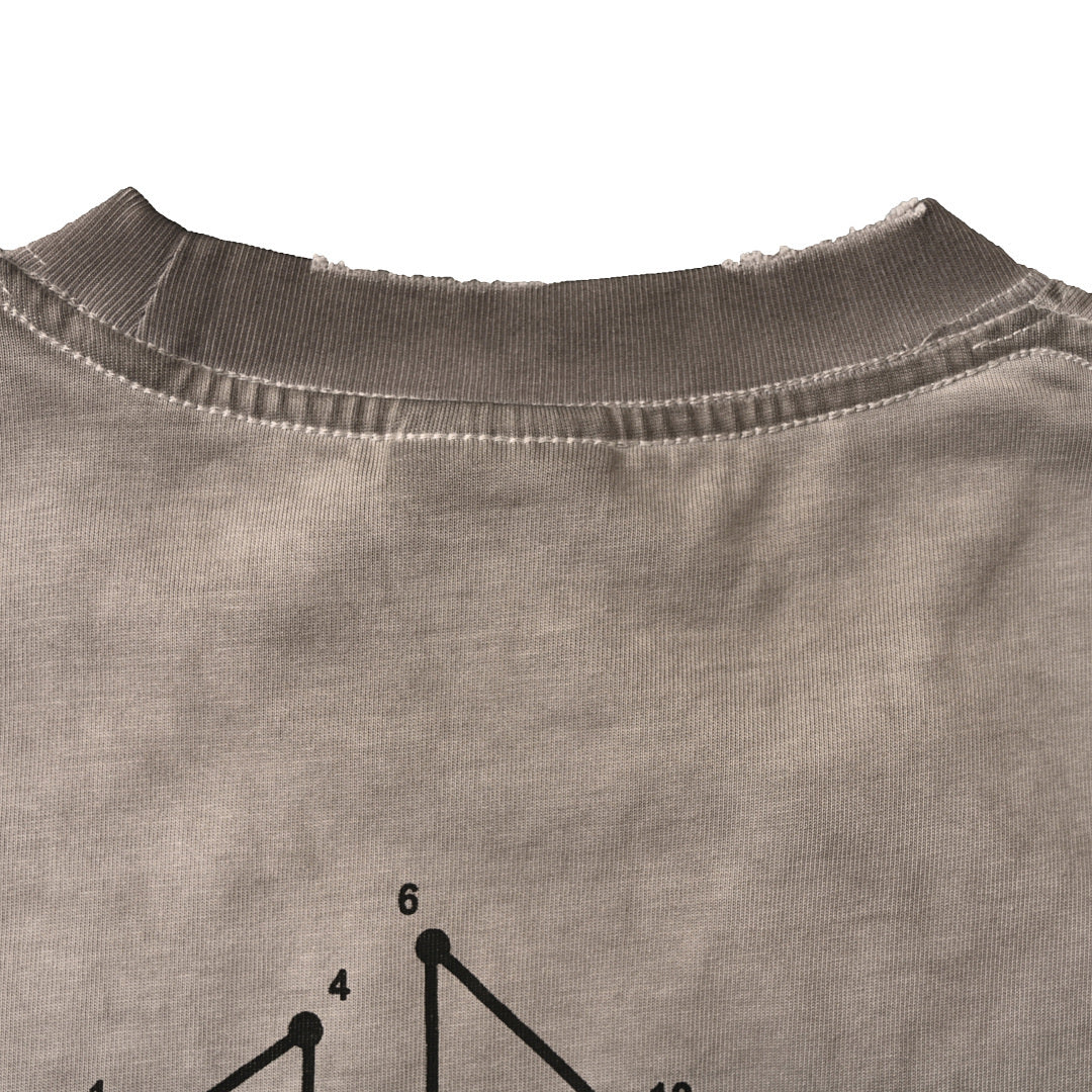 BALENCIAGA Washed Mud-Dyed Geometric Double-B Distressed Short-Sleeve T-Shirt