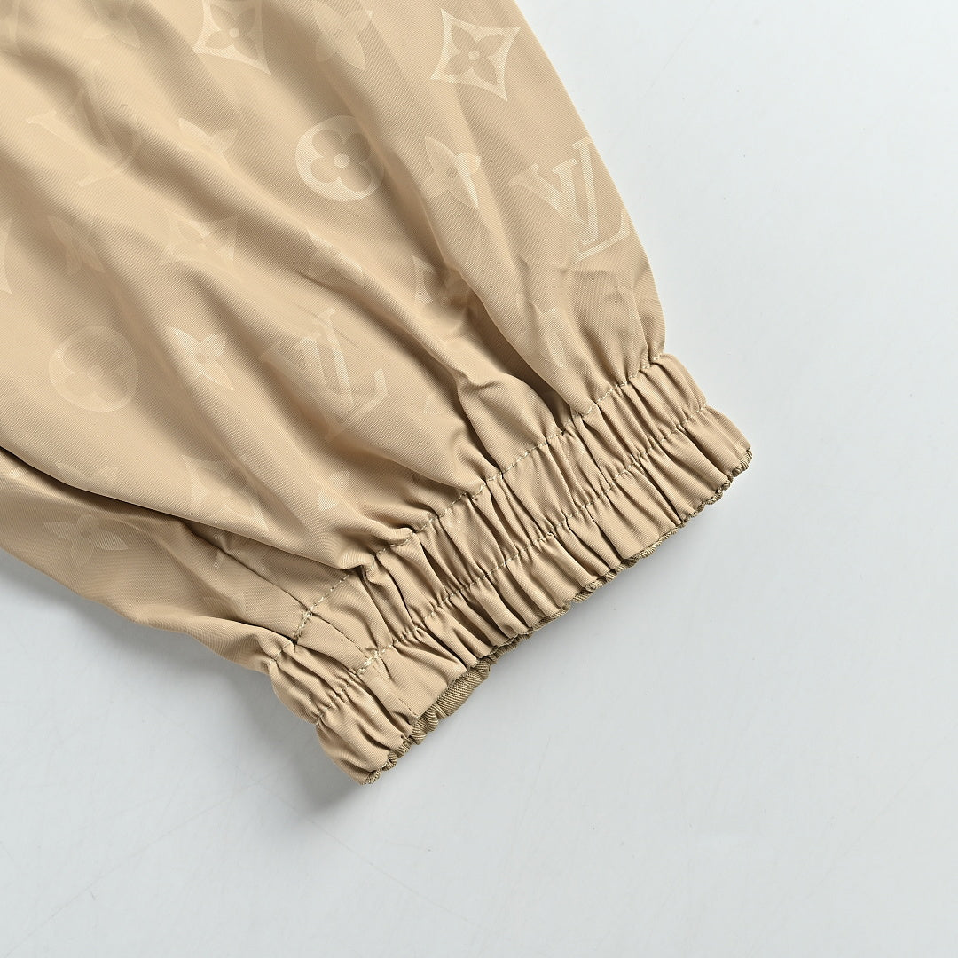 LOUIS VUITTON Khaki Monogram Embossed Hooded Windbreaker