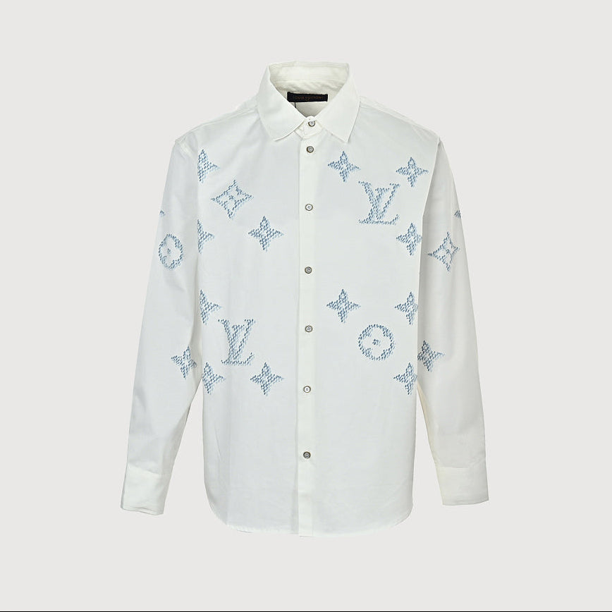 LOUIS VUITTON Ivory Dotted Monogram Button-Up Shirt