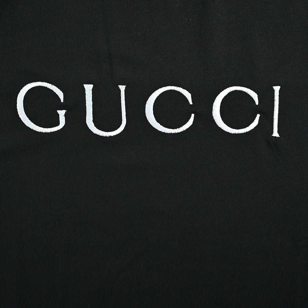 Gucci 2026 Dual-Logo Embroidered T-Shirt — Black | Made in Italy
