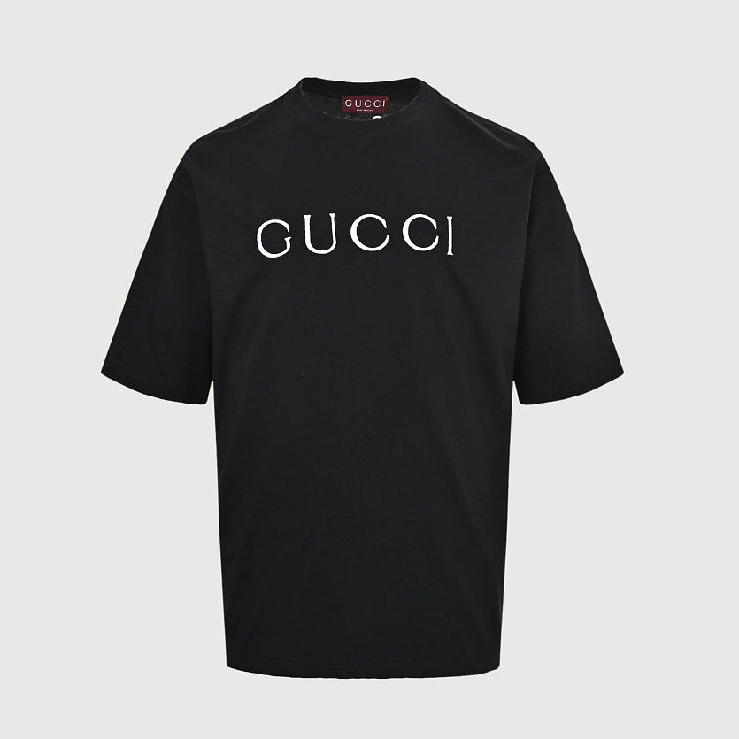 Gucci 2026 Dual-Logo Embroidered T-Shirt — Black | Made in Italy