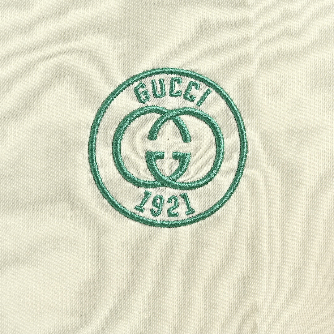 Gucci 2026 GG 1921 Crest Embroidered T-Shirt — Ivory | Made in Italy