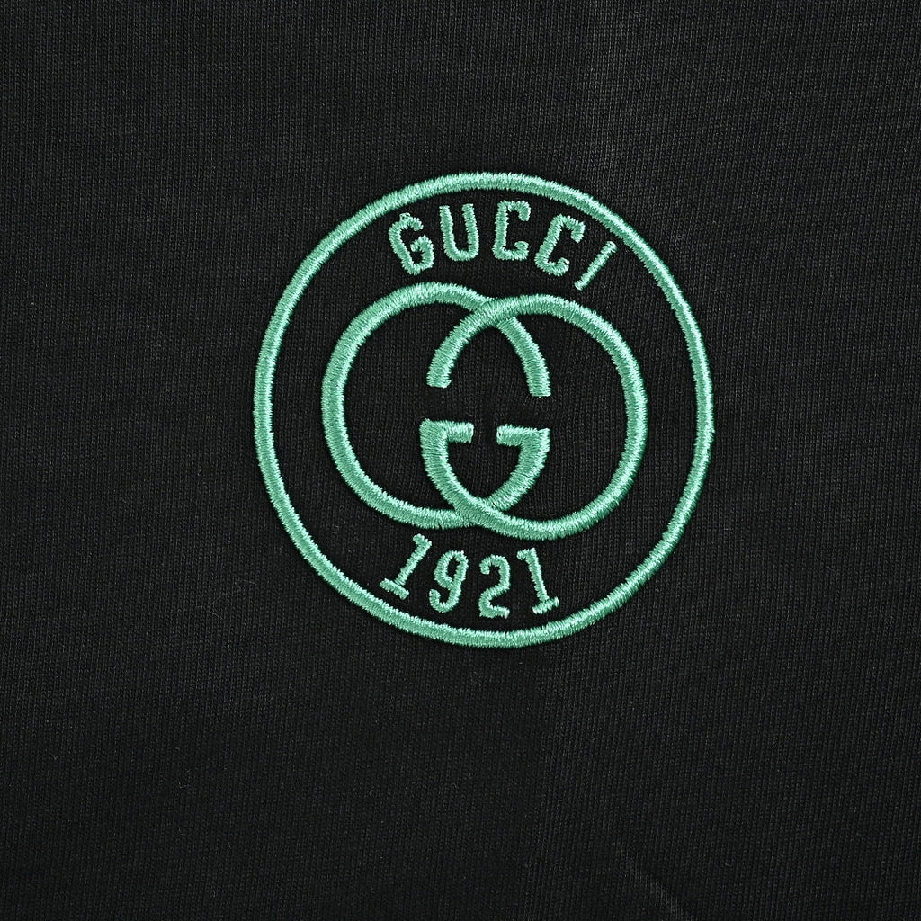 Gucci 2026 GG 1921 Crest Embroidered T-Shirt — Black | Made in Italy