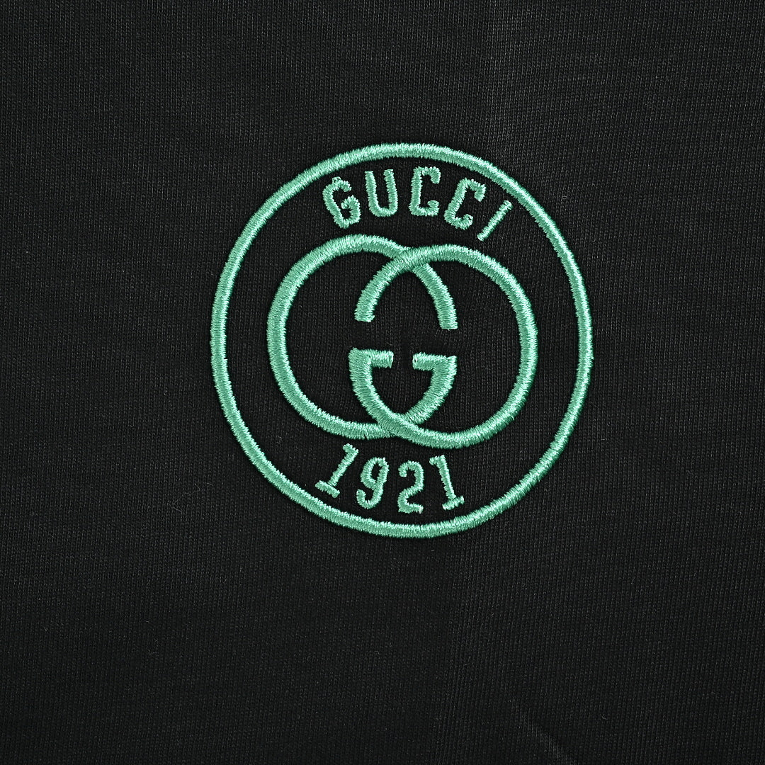 Gucci 2026 GG 1921 Crest Embroidered T-Shirt — Black | Made in Italy