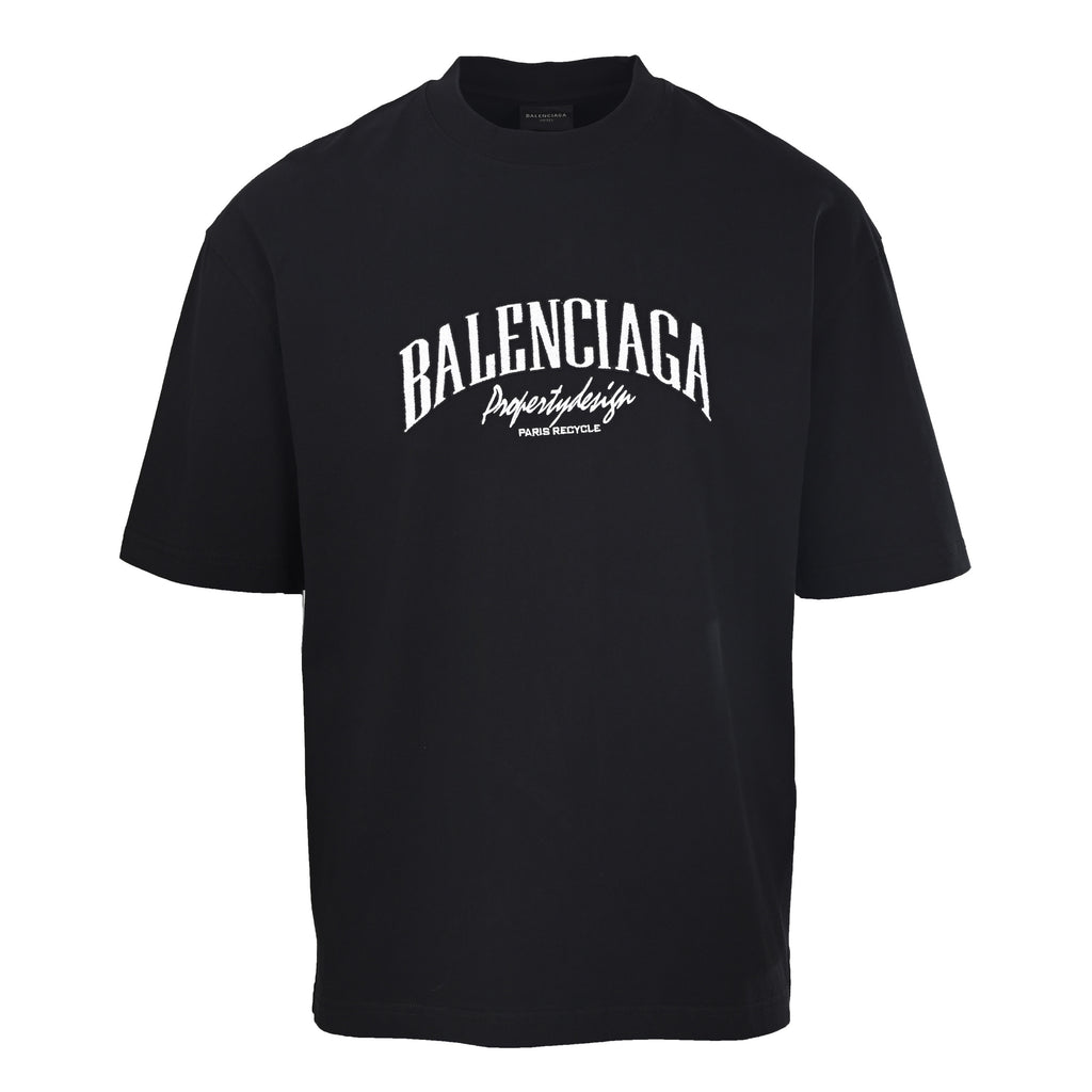 Balenciaga Distressed Logo Relaxed-Fit Cotton T-Shirt