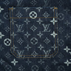 LOUIS VUITTON Monogram Denim Zip Jacket with Corduroy Collar