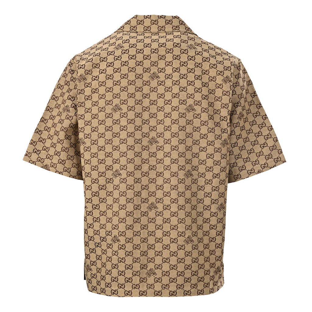 GUCCI Monogram Embroidered "Year of the Horse" Badge Cuban Collar Shirt