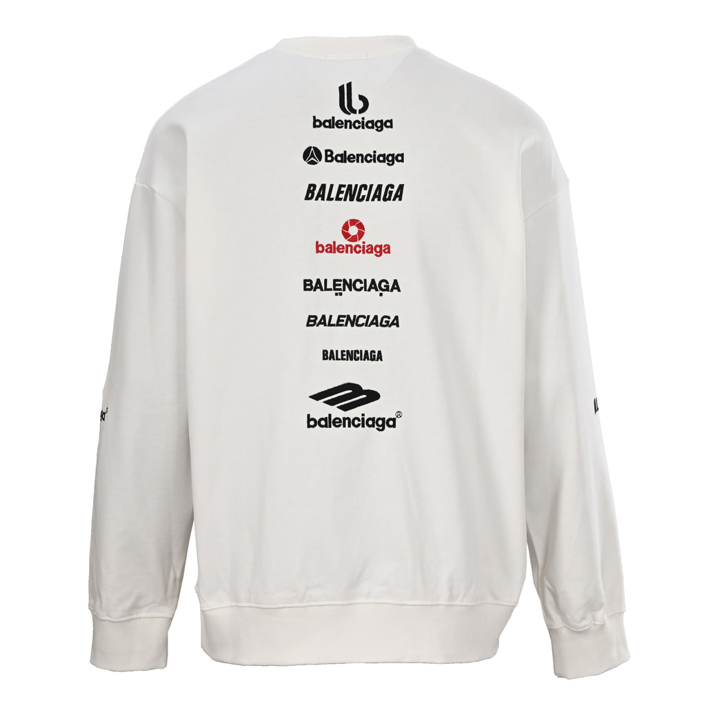 Balenciaga Paris Script Logo Embroidered Cotton Hoodie