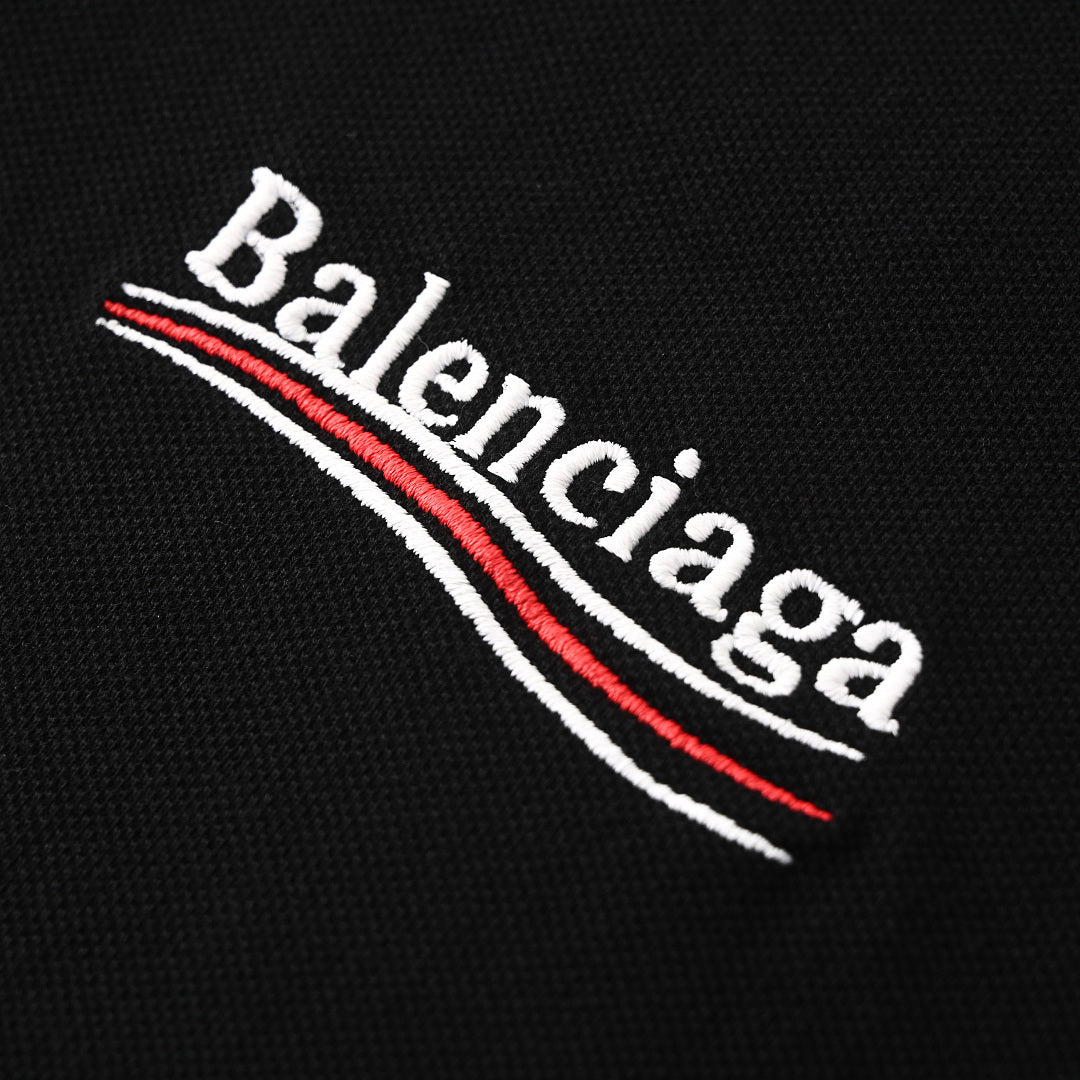 BALENCIAGA Cola Embroidery Short-Sleeve Polo Shirt