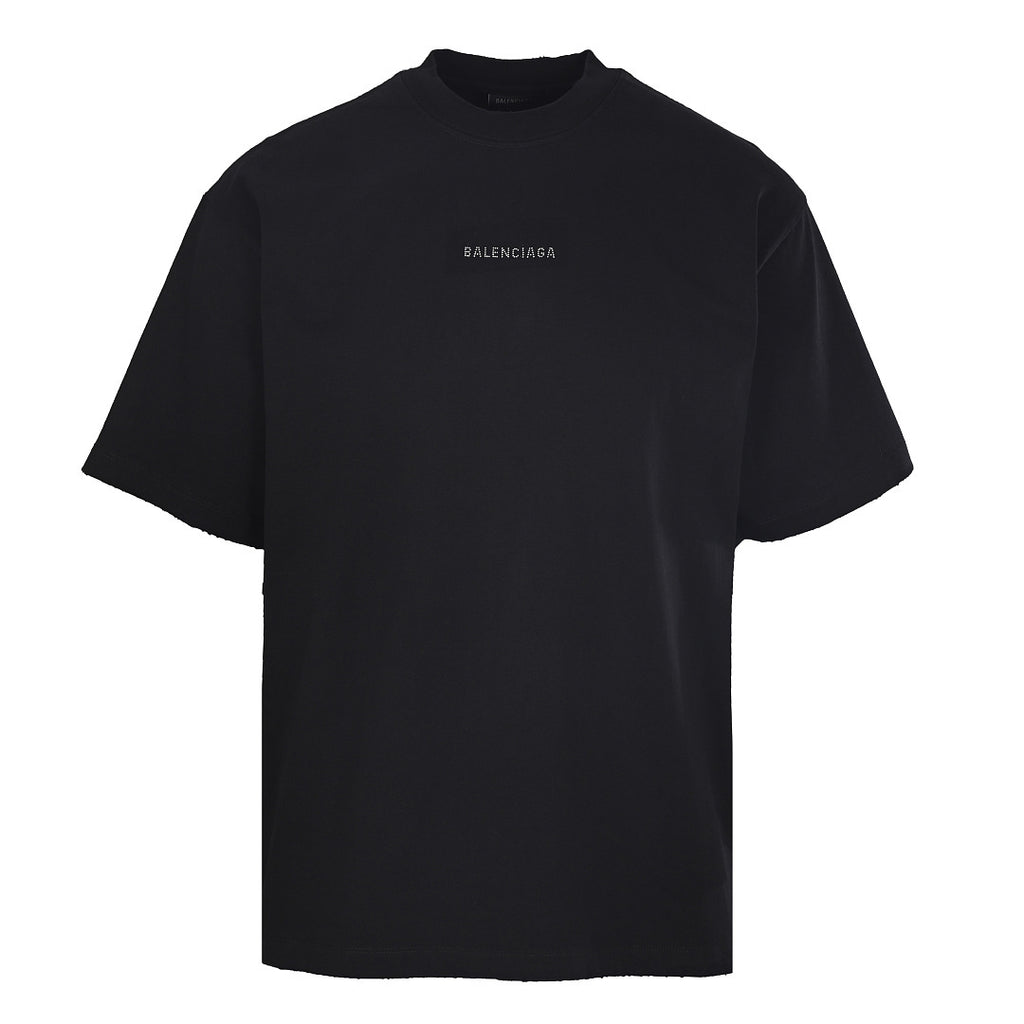 Balenciaga Short-Sleeve T-Shirt with Front and Back Rhinestone Embellishments
