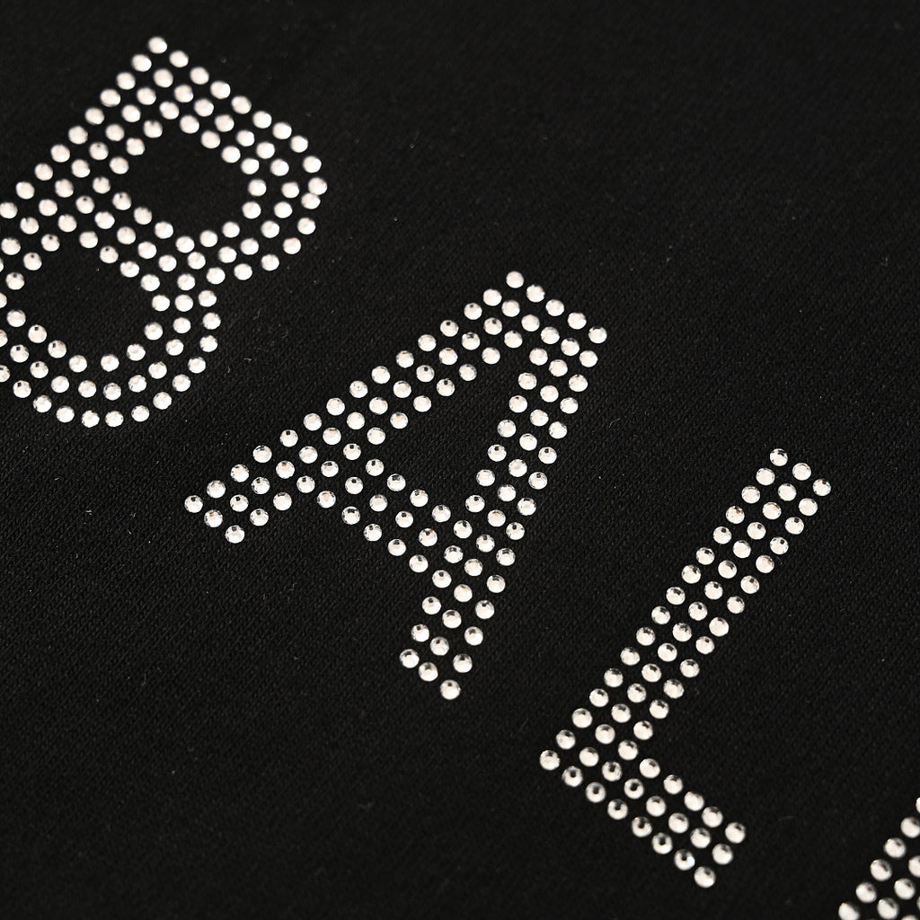 Balenciaga Short-Sleeve T-Shirt with Front and Back Rhinestone Embellishments