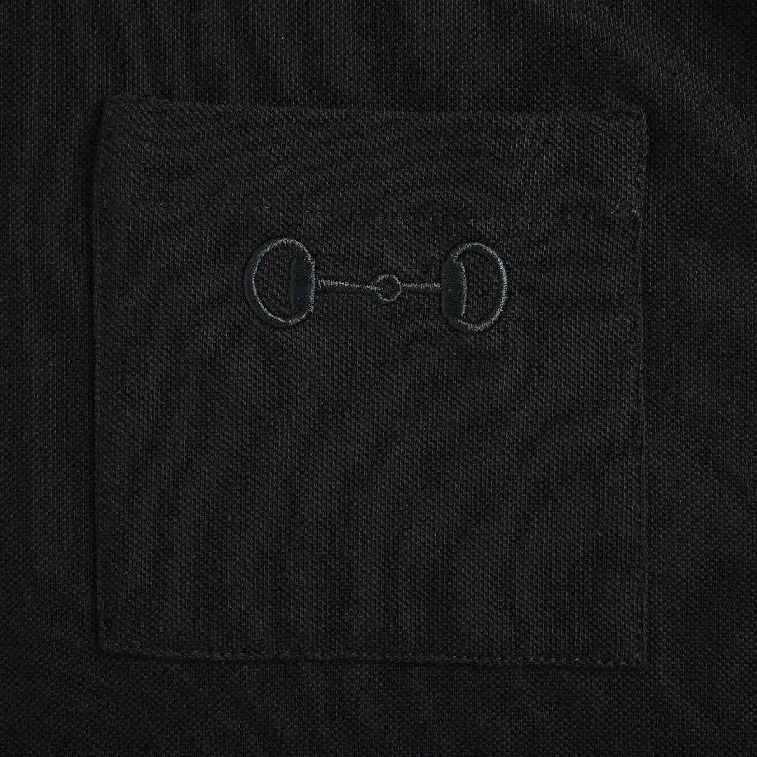 Gucci 2026 Horsebit Pocket Piqué T-Shirt — Black | Made in Italy