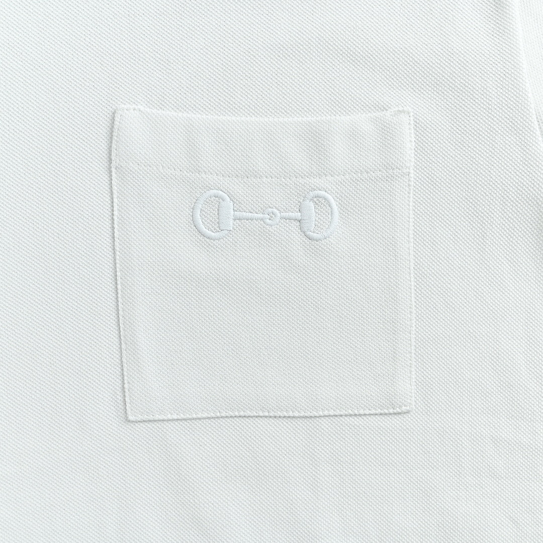 Gucci 2026 Horsebit Pocket T-Shirt — Ice Blue | Made in Italy