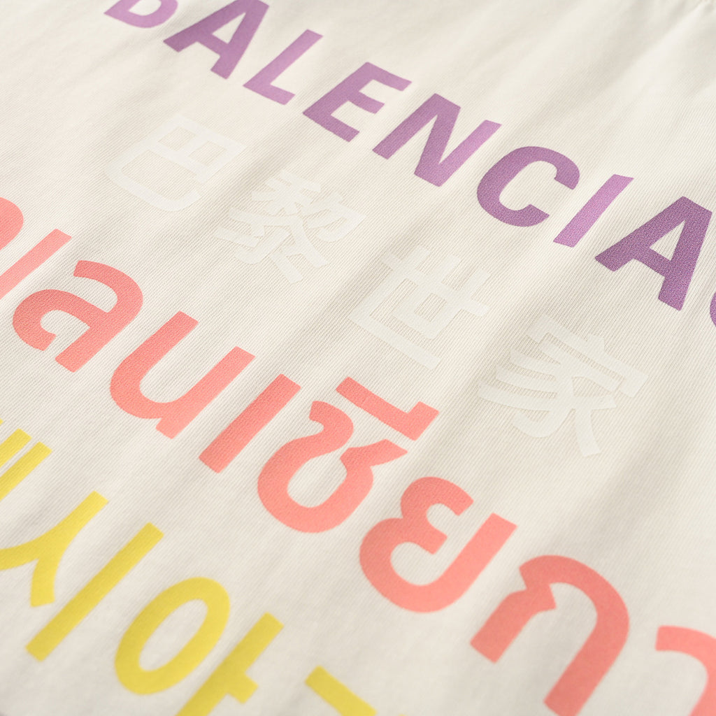 BALENCIAGA BLCG Multi-Language Rainbow Letter Print T-Shirt