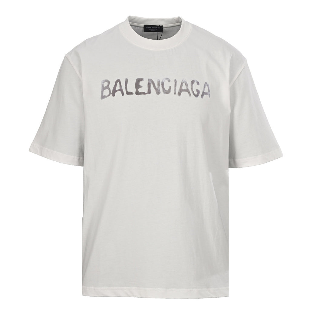 BALENCIAGA Distressed Double-B & Bitcoin Print Short-Sleeve T-Shirt