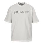 BALENCIAGA Distressed Double-B & Bitcoin Print Short-Sleeve T-Shirt