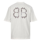 BALENCIAGA Distressed Double-B & Bitcoin Print Short-Sleeve T-Shirt