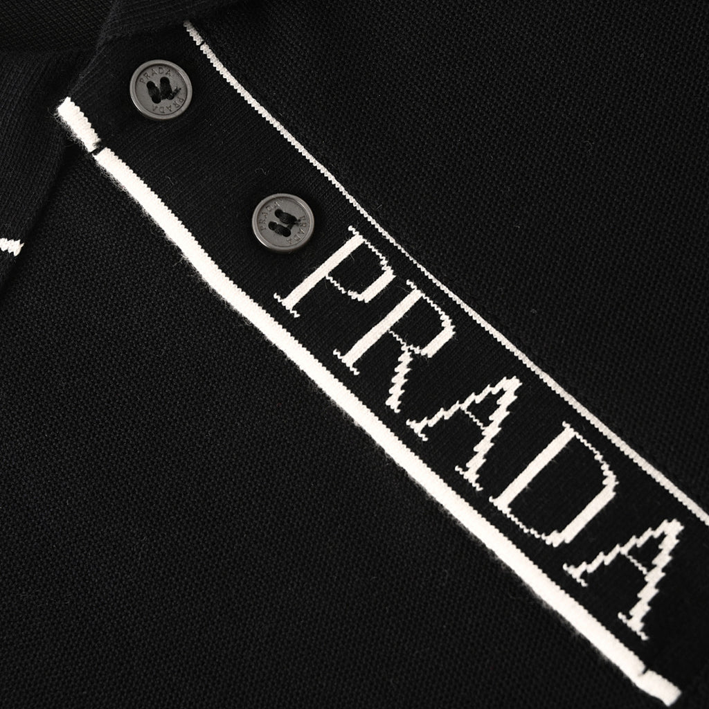 PRADA Triangle Logo Embroidered Polo Shirt