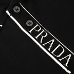 PRADA Triangle Logo Embroidered Polo Shirt