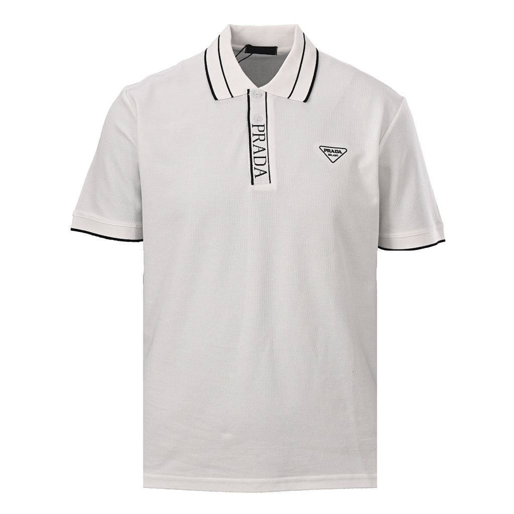 PRADA Triangle Logo Embroidered Polo Shirt