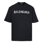 BALENCIAGA Distressed Double-B & Bitcoin Print Short-Sleeve T-Shirt