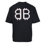BALENCIAGA Distressed Double-B & Bitcoin Print Short-Sleeve T-Shirt
