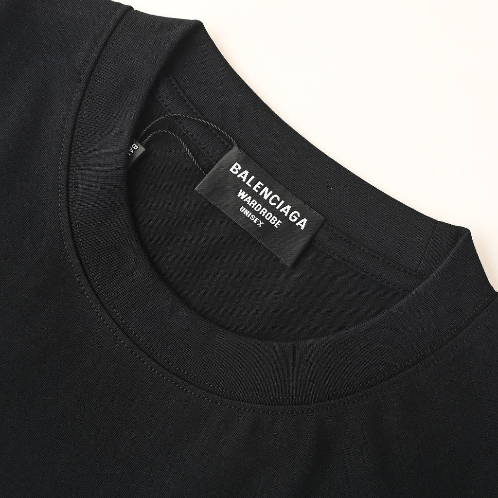 BALENCIAGA Distressed Double-B & Bitcoin Print Short-Sleeve T-Shirt