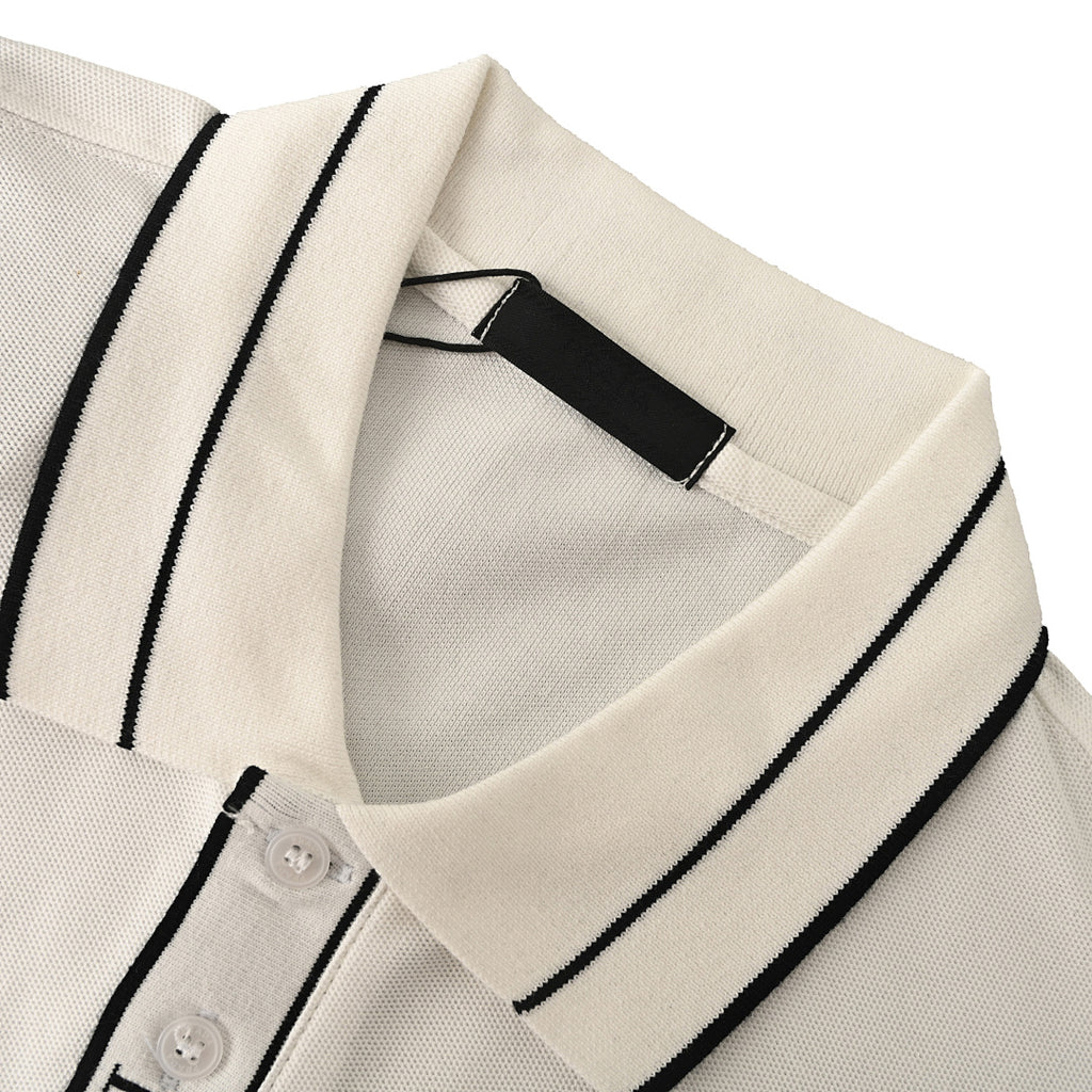 PRADA Triangle Logo Embroidered Polo Shirt