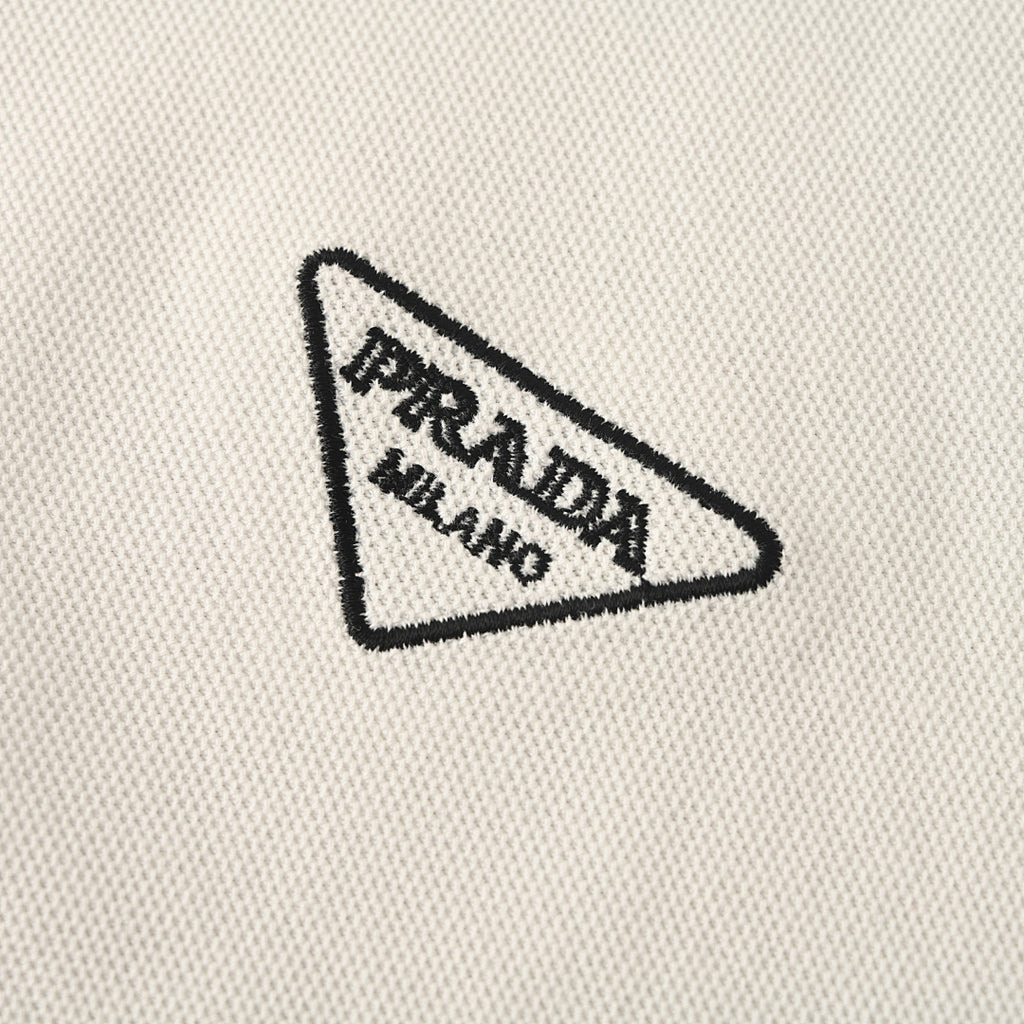 PRADA Triangle Logo Embroidered Polo Shirt