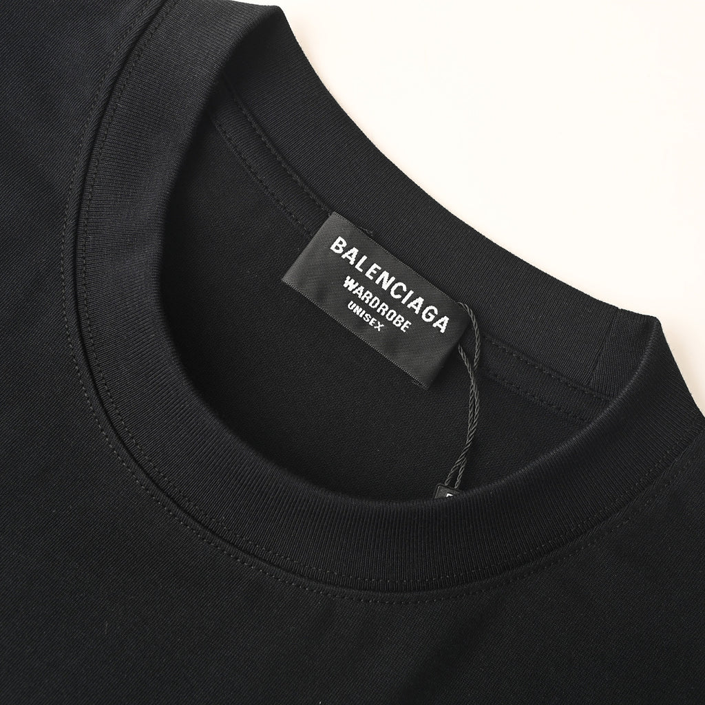 BALENCIAGA Double-B Buckle & Letter Print Short-Sleeve T-Shirt