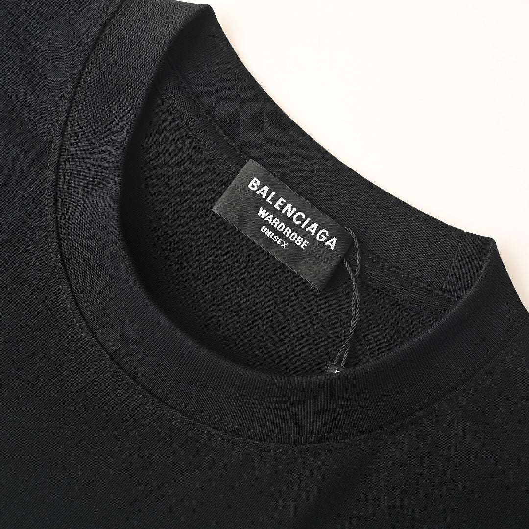 BALENCIAGA Double-B Buckle & Letter Print Short-Sleeve T-Shirt