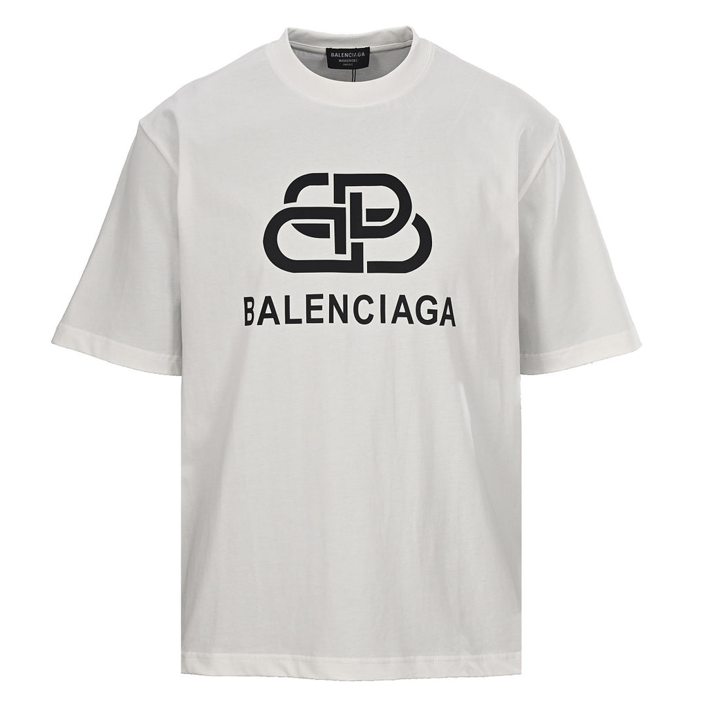 BALENCIAGA Double-B Buckle & Letter Print Short-Sleeve T-Shirt