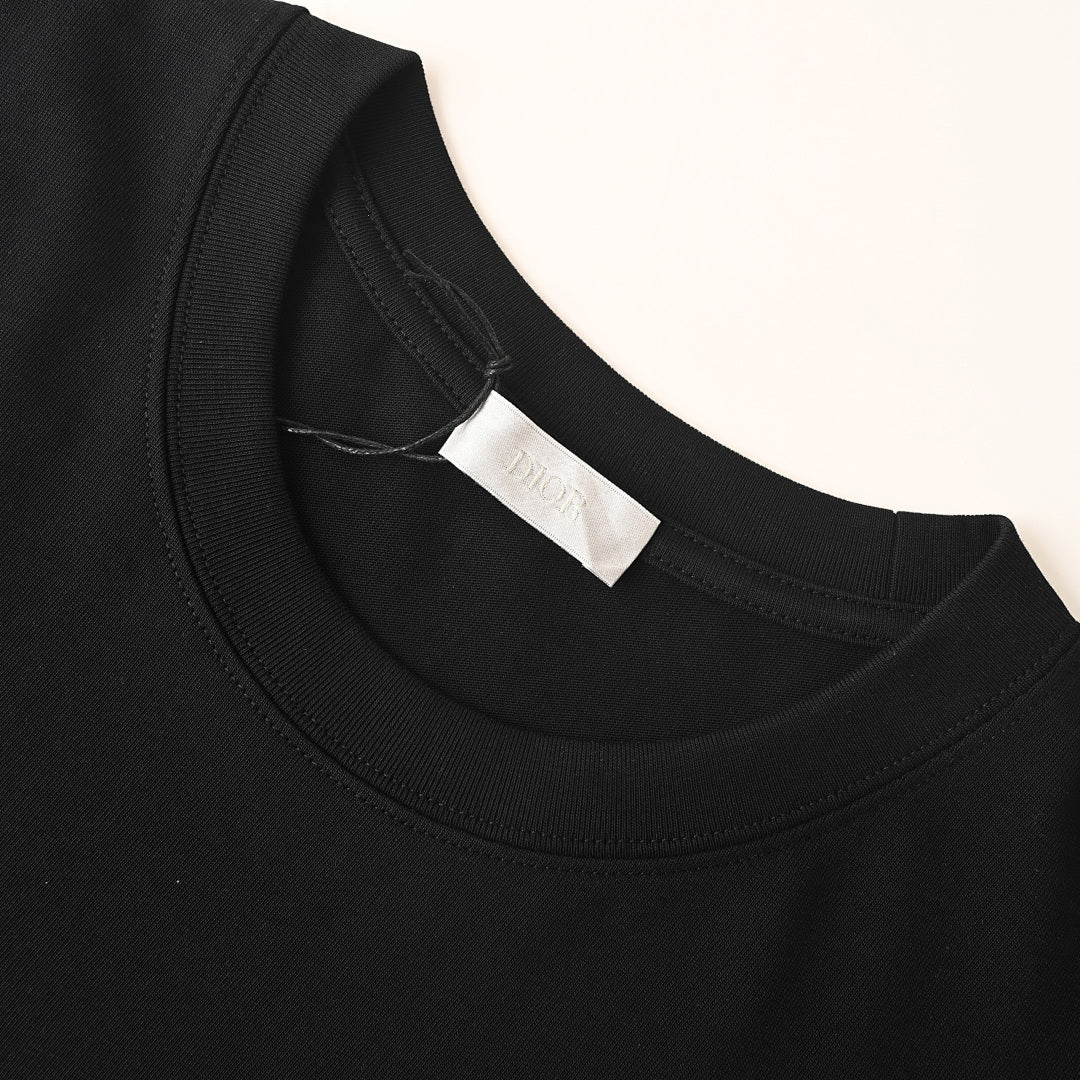 DIOR Short-Sleeve T-Shirt with Front Floral Puffy-Print Letter Logo