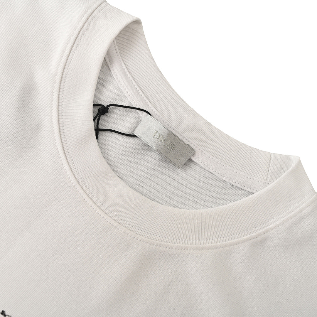 DIOR Short-Sleeve T-Shirt with Front Floral Puffy-Print Letter Logo
