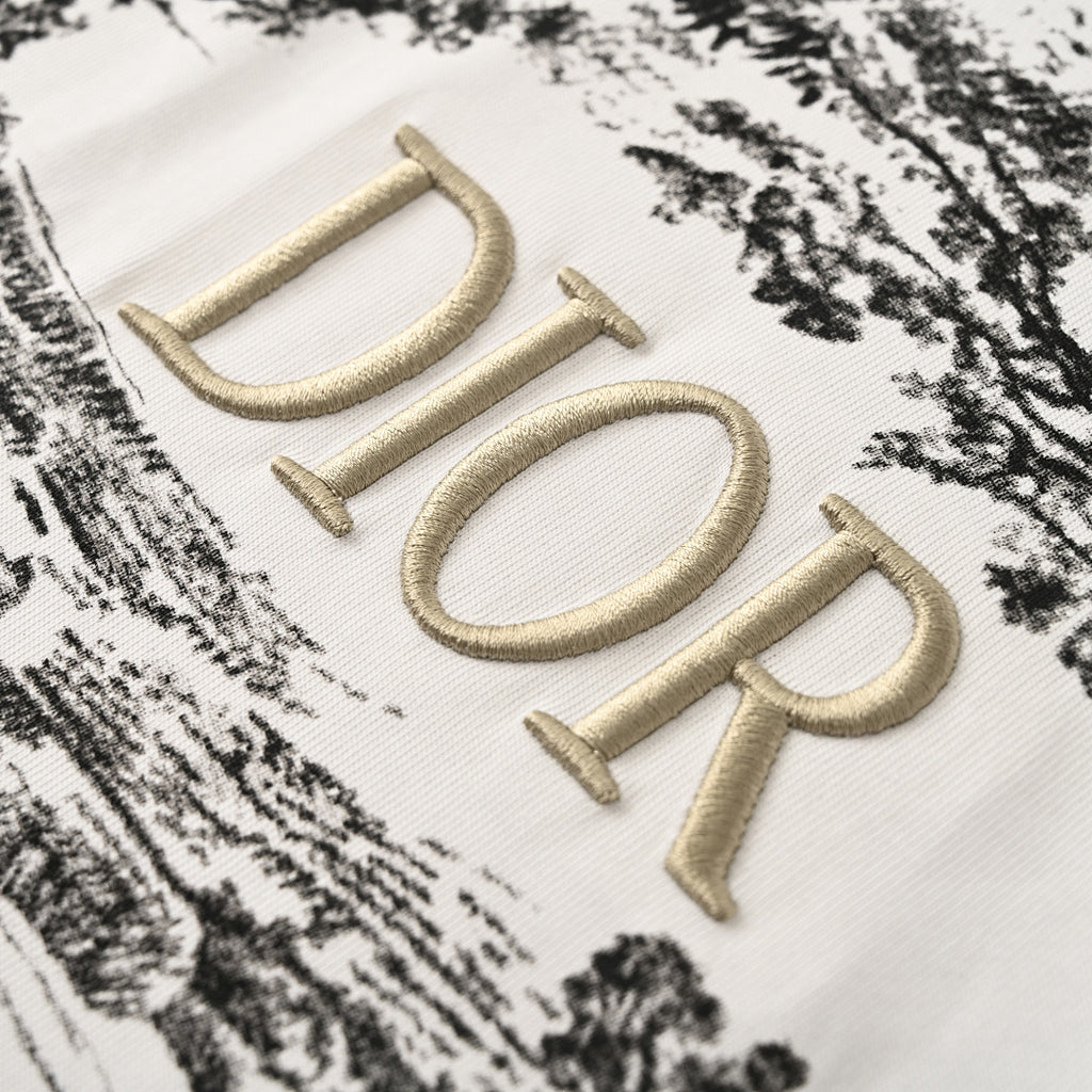 DIOR Short-Sleeve T-Shirt with Front Floral Puffy-Print Letter Logo