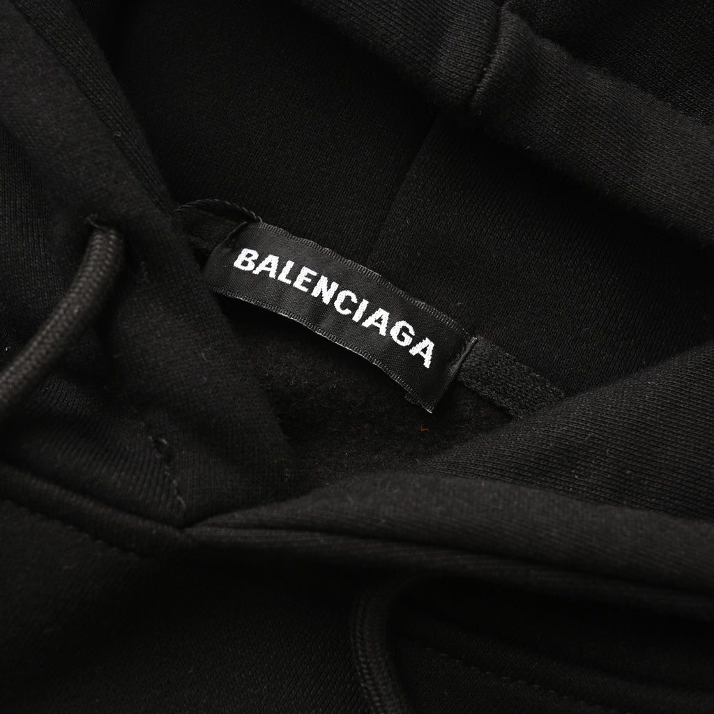 Balenciaga Large-Scale Logo Print Cotton Jersey Hoodie