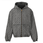 Louis Vuitton All-Over Monogram Jacquard Zip-Up Hooded Denim Jacket