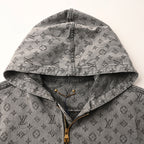 Louis Vuitton All-Over Monogram Jacquard Zip-Up Hooded Denim Jacket