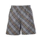 BURBERRY Grey-Green Twill Check Shorts
