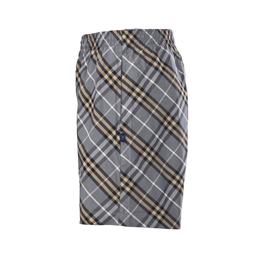 BURBERRY Grey-Green Twill Check Shorts