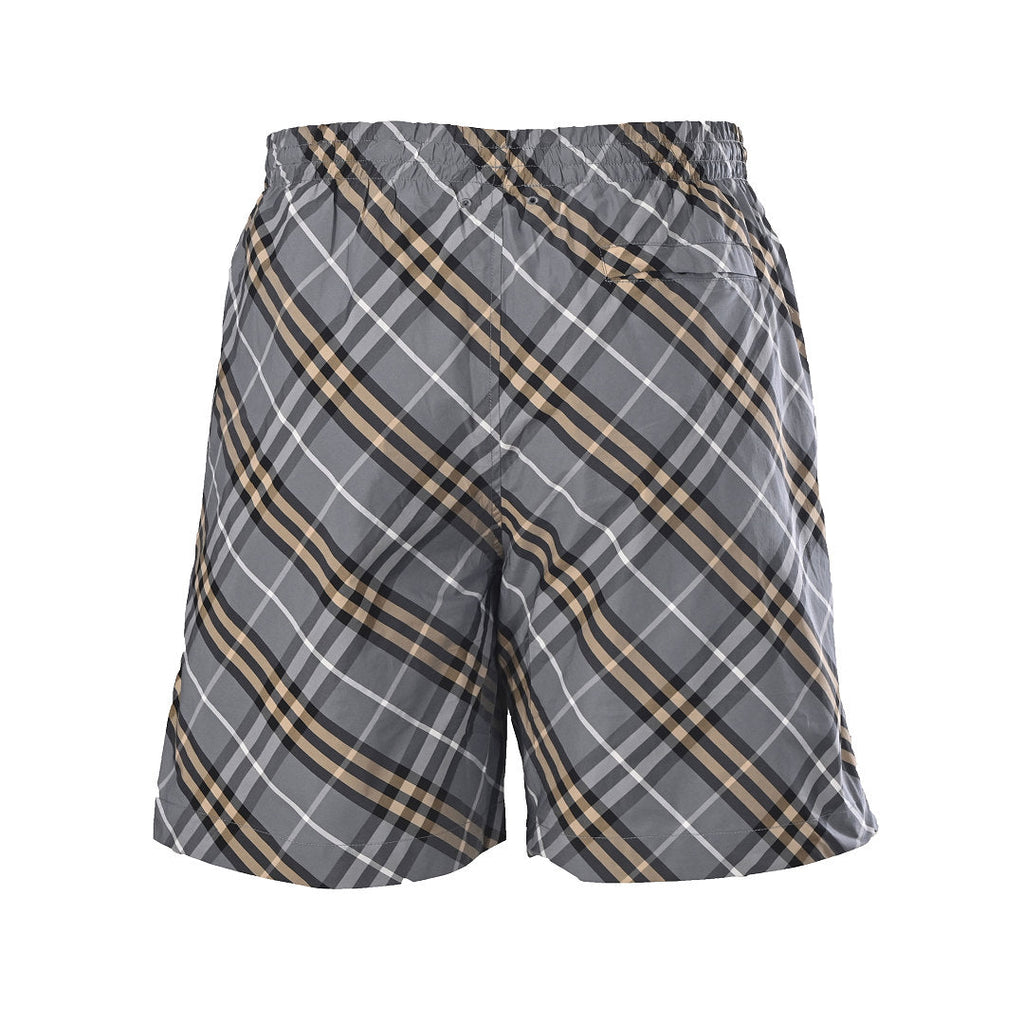 BURBERRY Grey-Green Twill Check Shorts