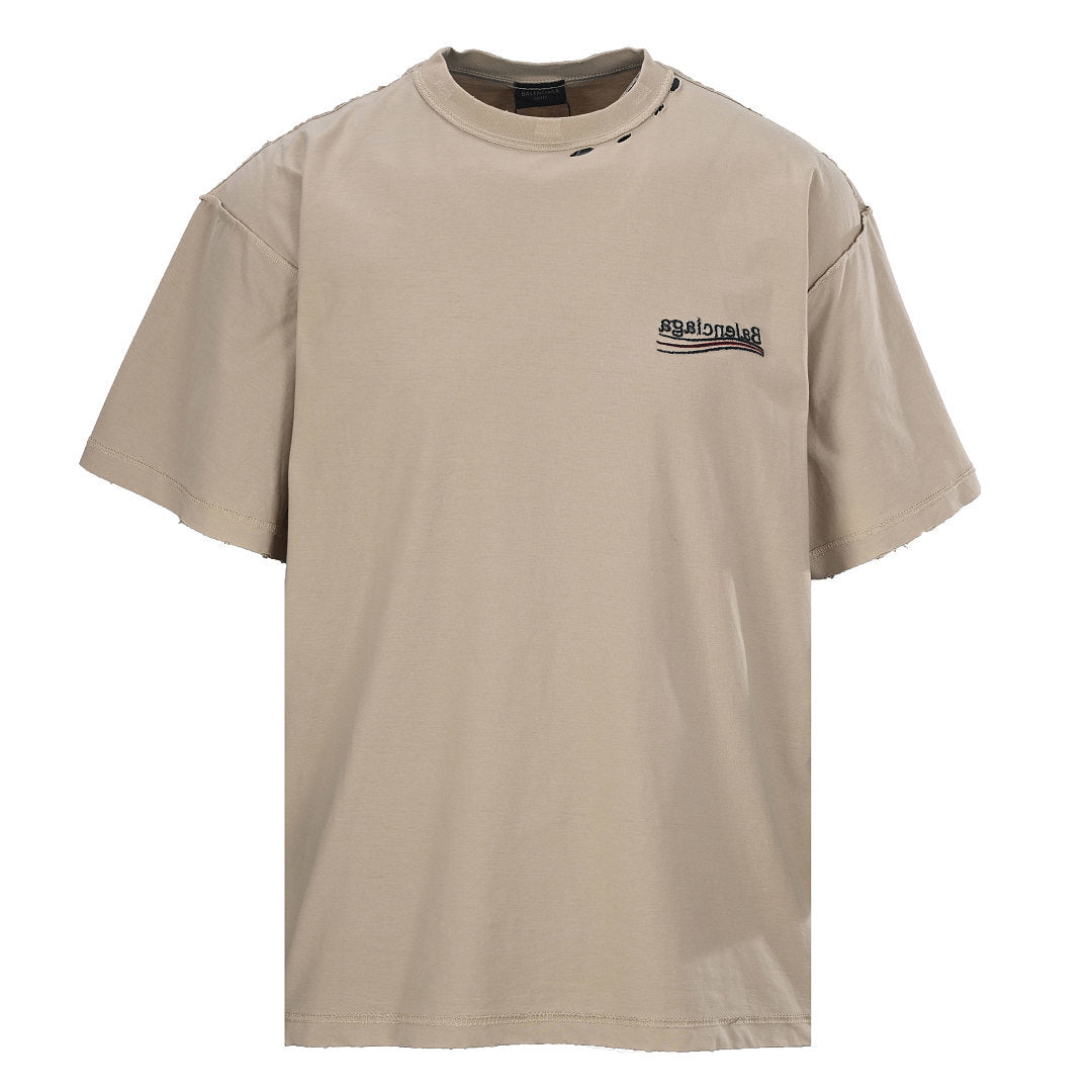 BALENCIAGA Reversible Double-Sided "Cola" Embroidered Short-Sleeve T-Shirt