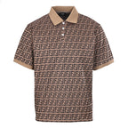 Fendi Roma All-Over FF Monogram Jacquard Polo Shirt — Brown