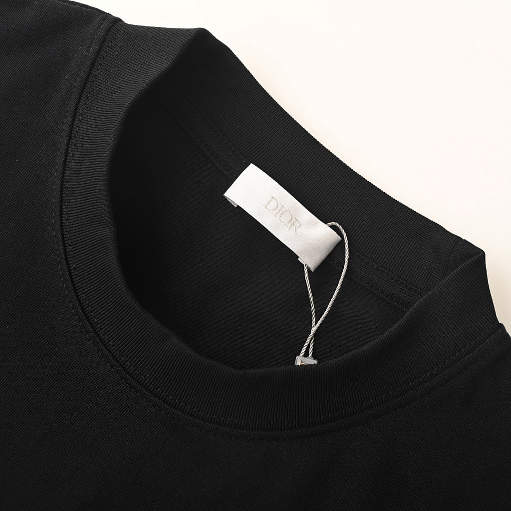DIOR 3D Sketch-Style Letter Embroidery Short-Sleeve T-Shirt