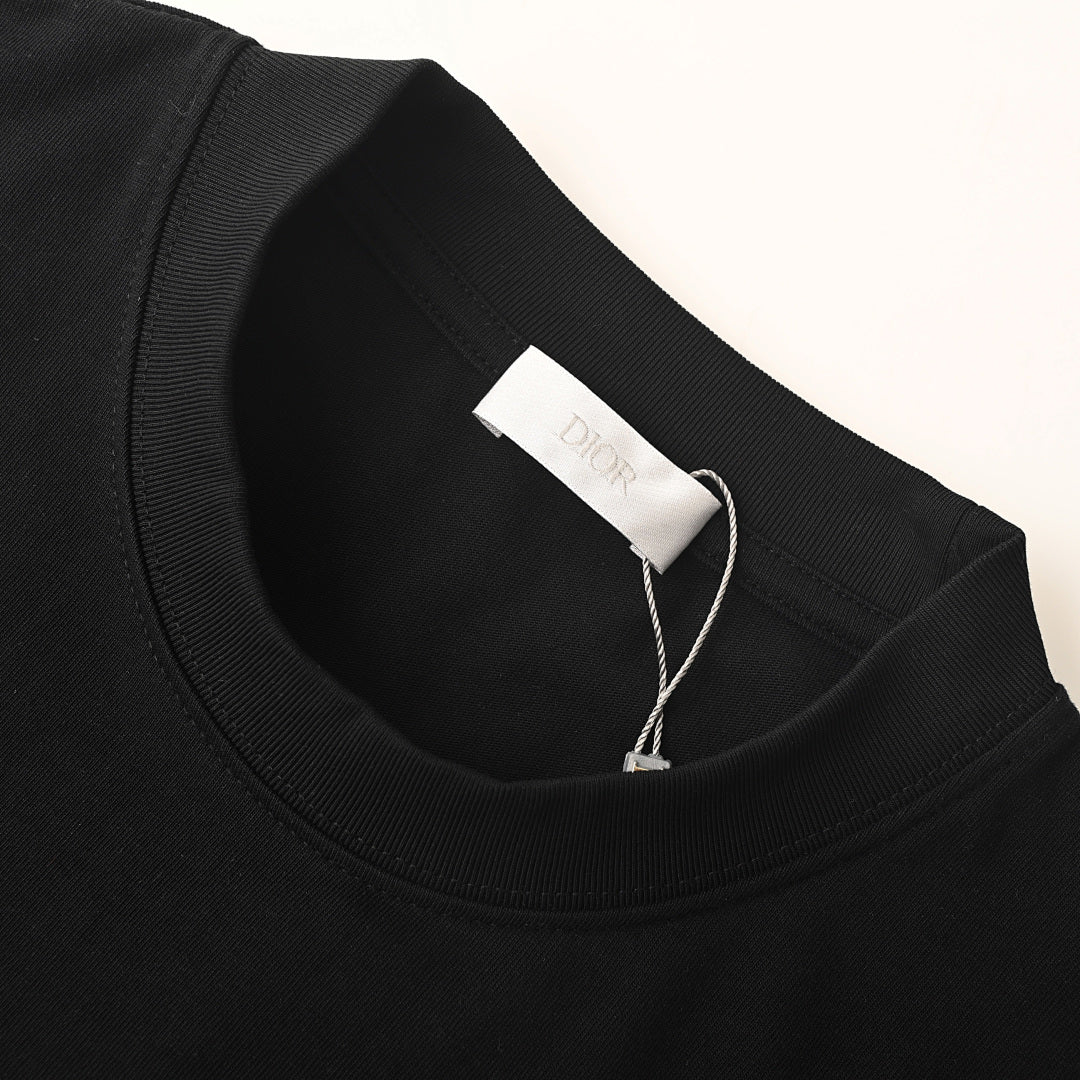 DIOR 3D Sketch-Style Letter Embroidery Short-Sleeve T-Shirt