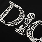 DIOR 3D Sketch-Style Letter Embroidery Short-Sleeve T-Shirt