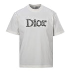 DIOR 3D Sketch-Style Letter Embroidery Short-Sleeve T-Shirt